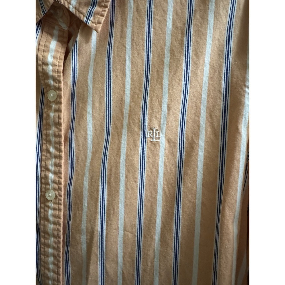 Ralph Lauren Womens Stripped Button Down Dress Shirt Size L Monogram Orange Blue - Picture 3 of 7